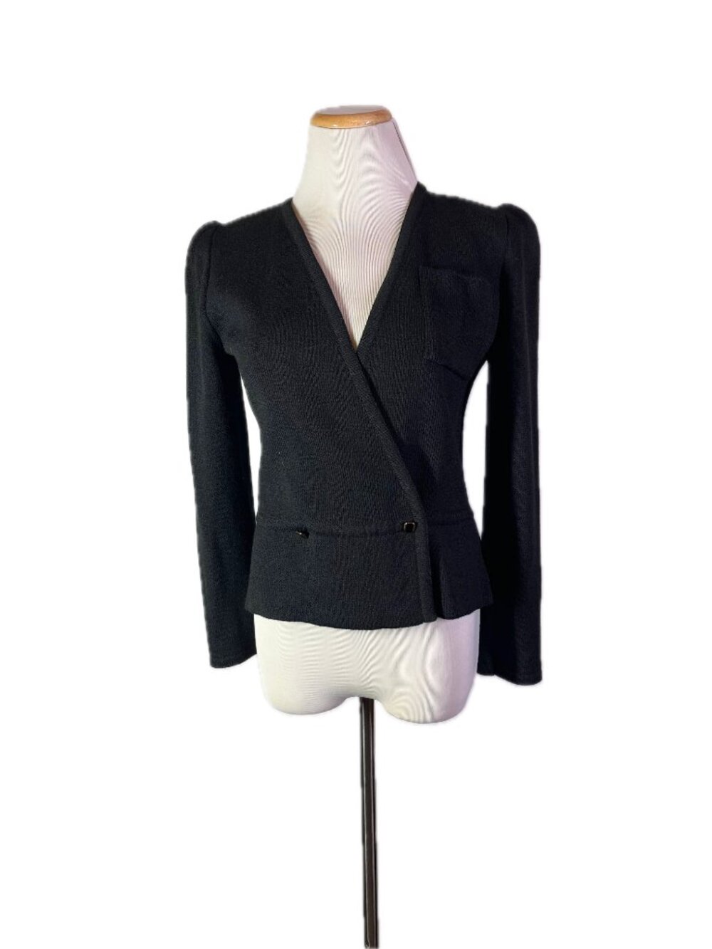 Vintage Accapella Size 8 Black Knit Cropped Jacket Wool Blend